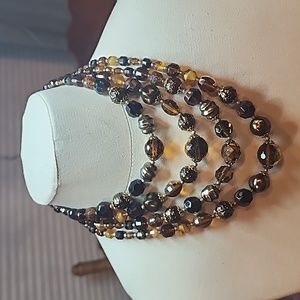 Vintage W. GERMANY 4 Strand Glass Bead Necklace